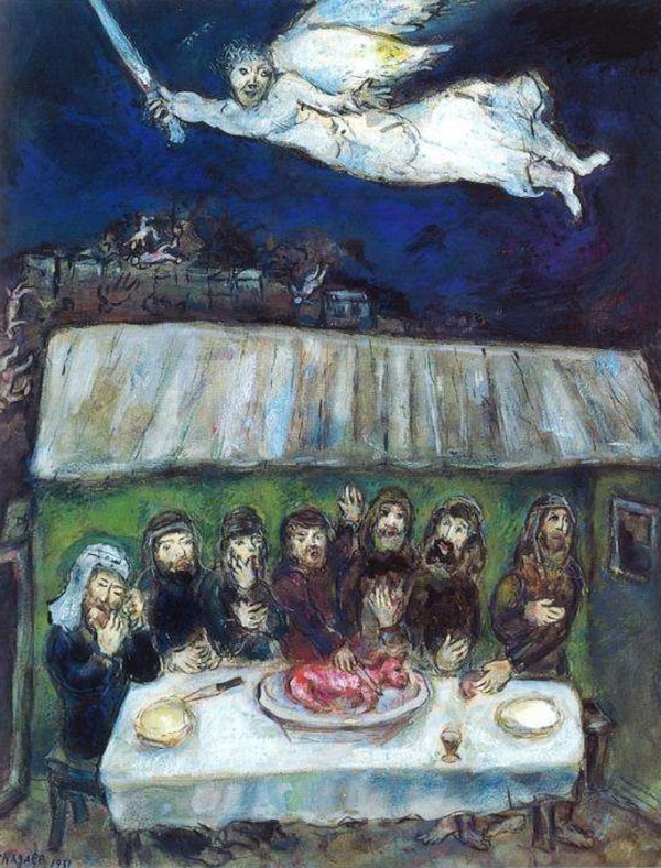 The Israelites Eat the Passover Lamb (Marc Chagall)